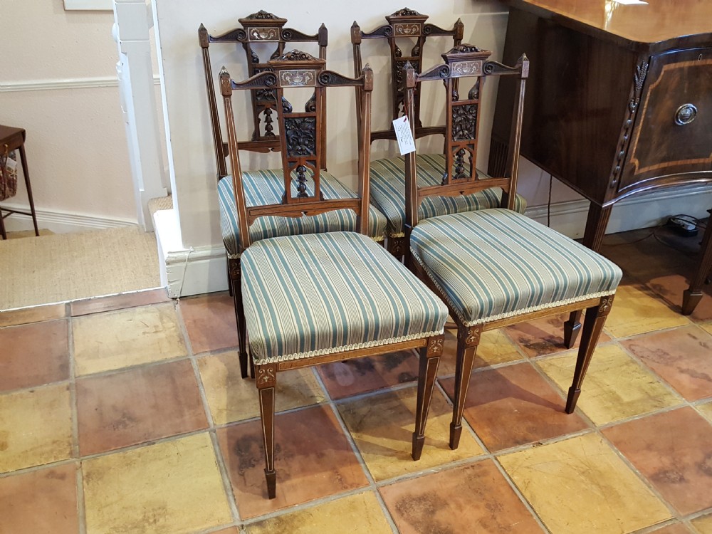 Set of 4 Edwardian Rosewood Salon Chairs View II