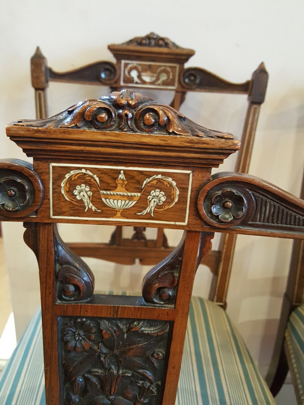 Set of 4 Edwardian Rosewood Salon Chairs View IV