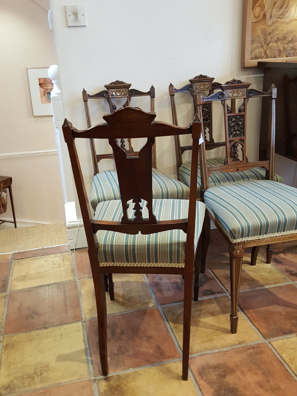 Set of 4 Edwardian Rosewood Salon Chairs View VIII