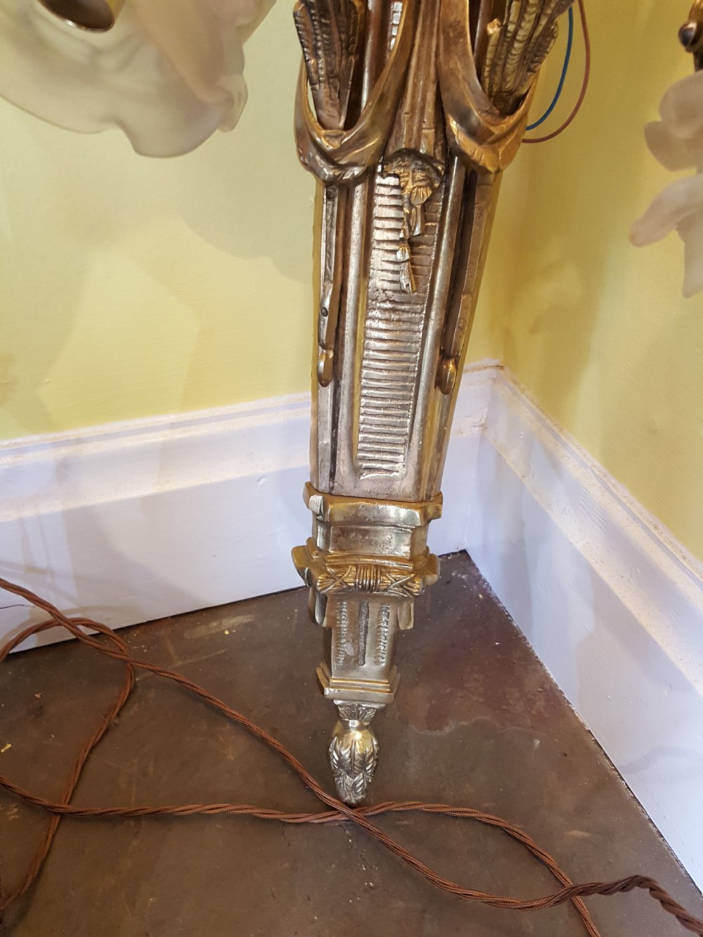 Large Pair of Cast Brass Five Light Wall Sconces View IV