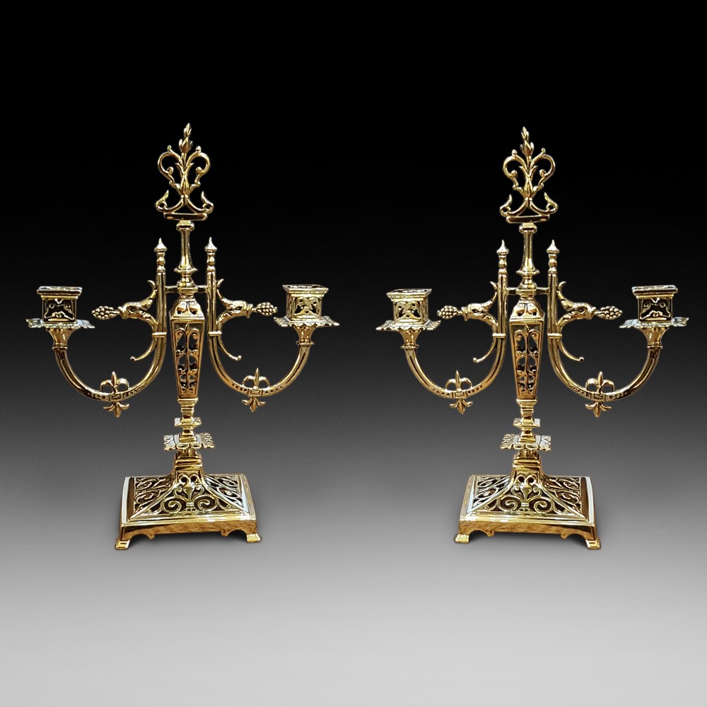 Pair of Aesthetic Brass Candelabra