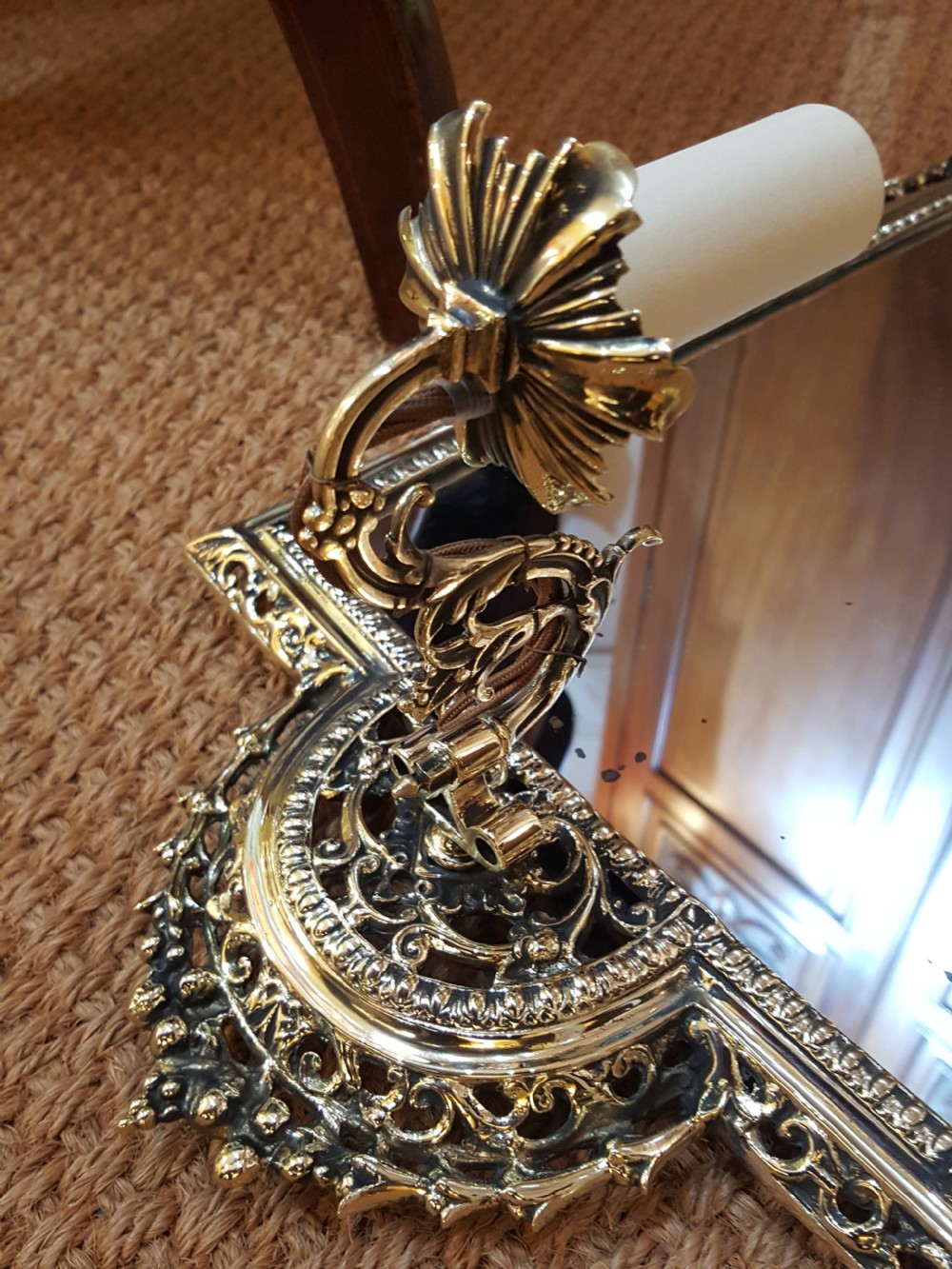 Pair of Late 19thC Gilt-Brass Girandole Mirrors View V
