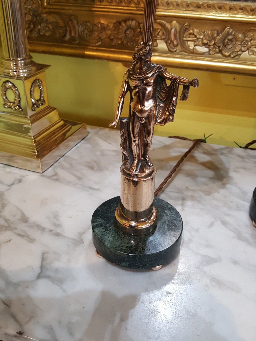 Pair of Copper Classical Statuettes Lamps View II