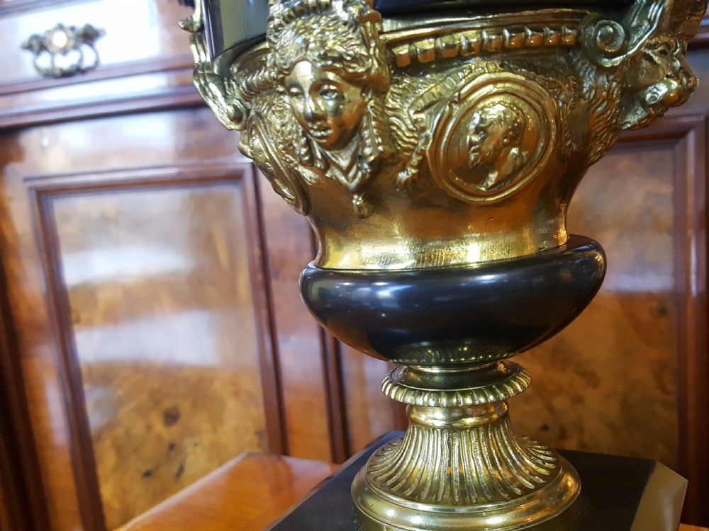 Pair of Late 19thC  Black Slate Urn Lamps View IV