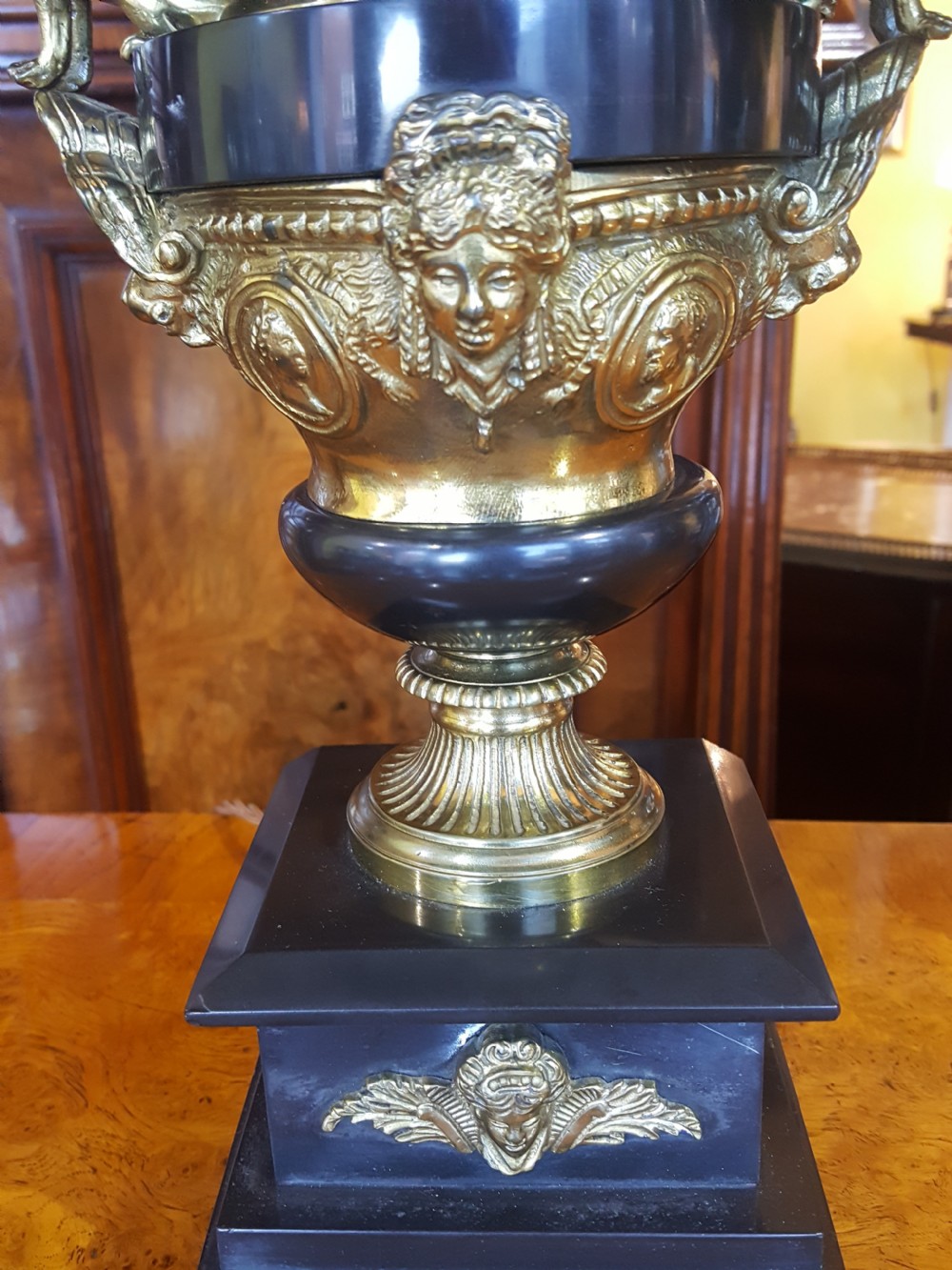 Pair of Late 19thC  Black Slate Urn Lamps View VI