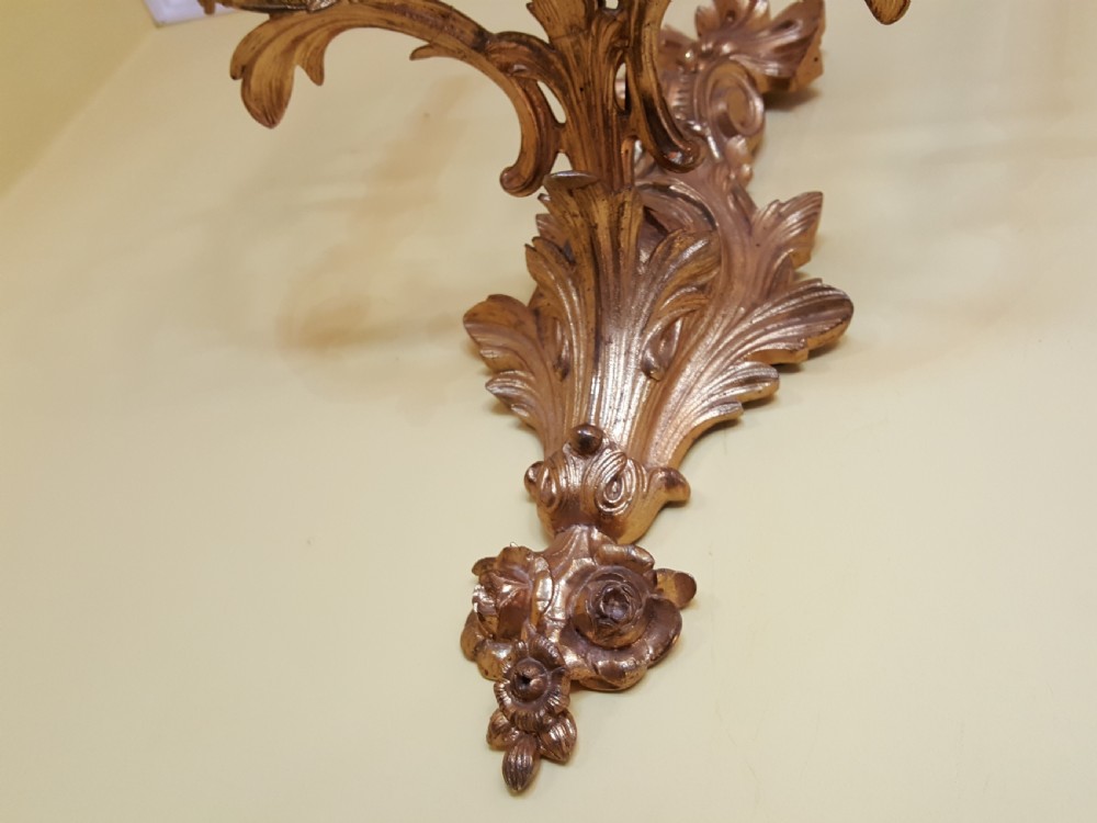 Pair of French Gilt Metal Five-Light Wall Lights View V