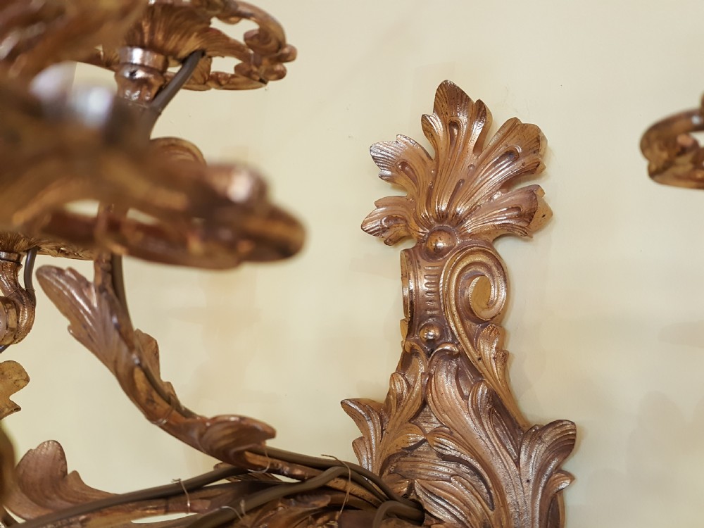 Pair of French Gilt Metal Five-Light Wall Lights View VII