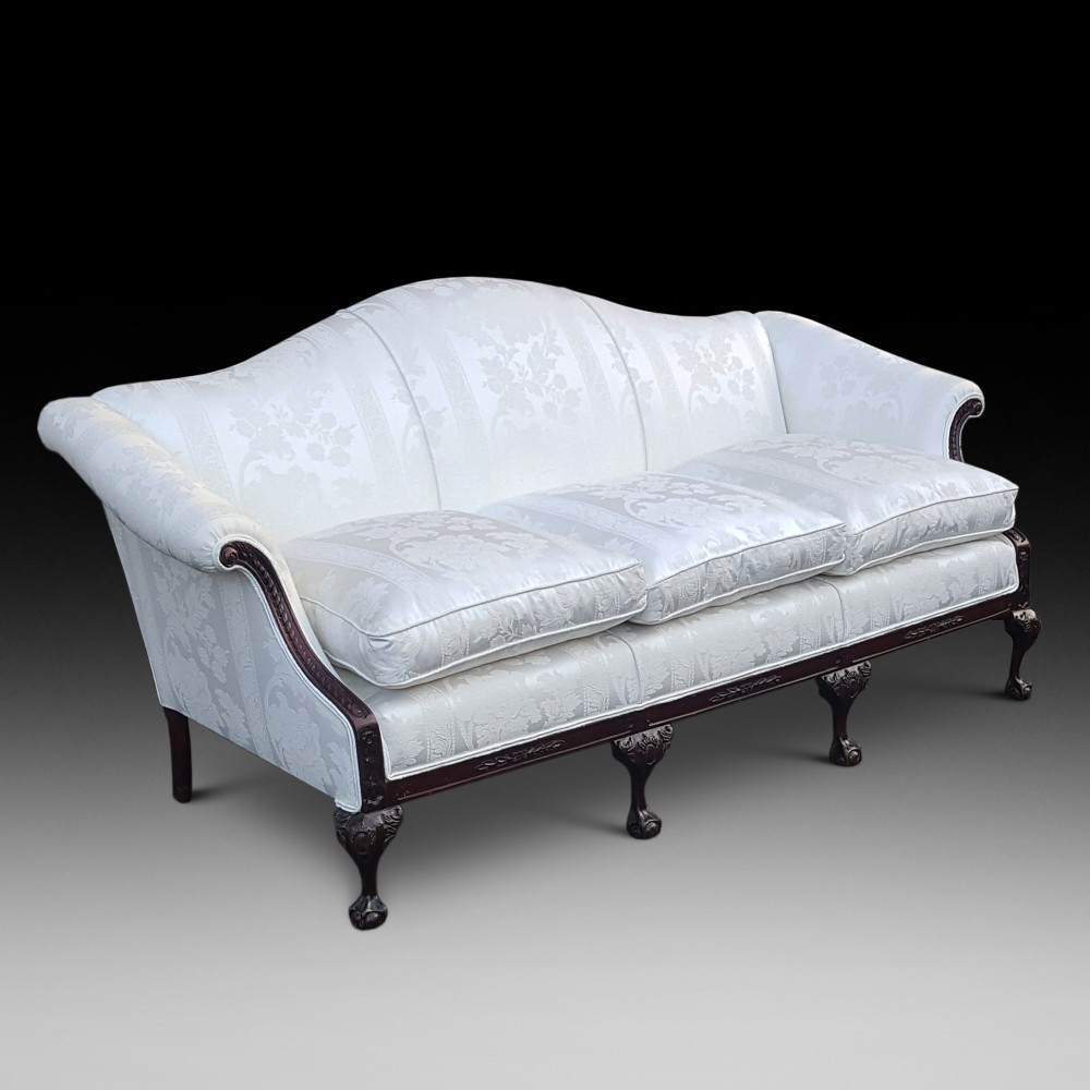 Late 19thC Mahogay Camel Back Sofa