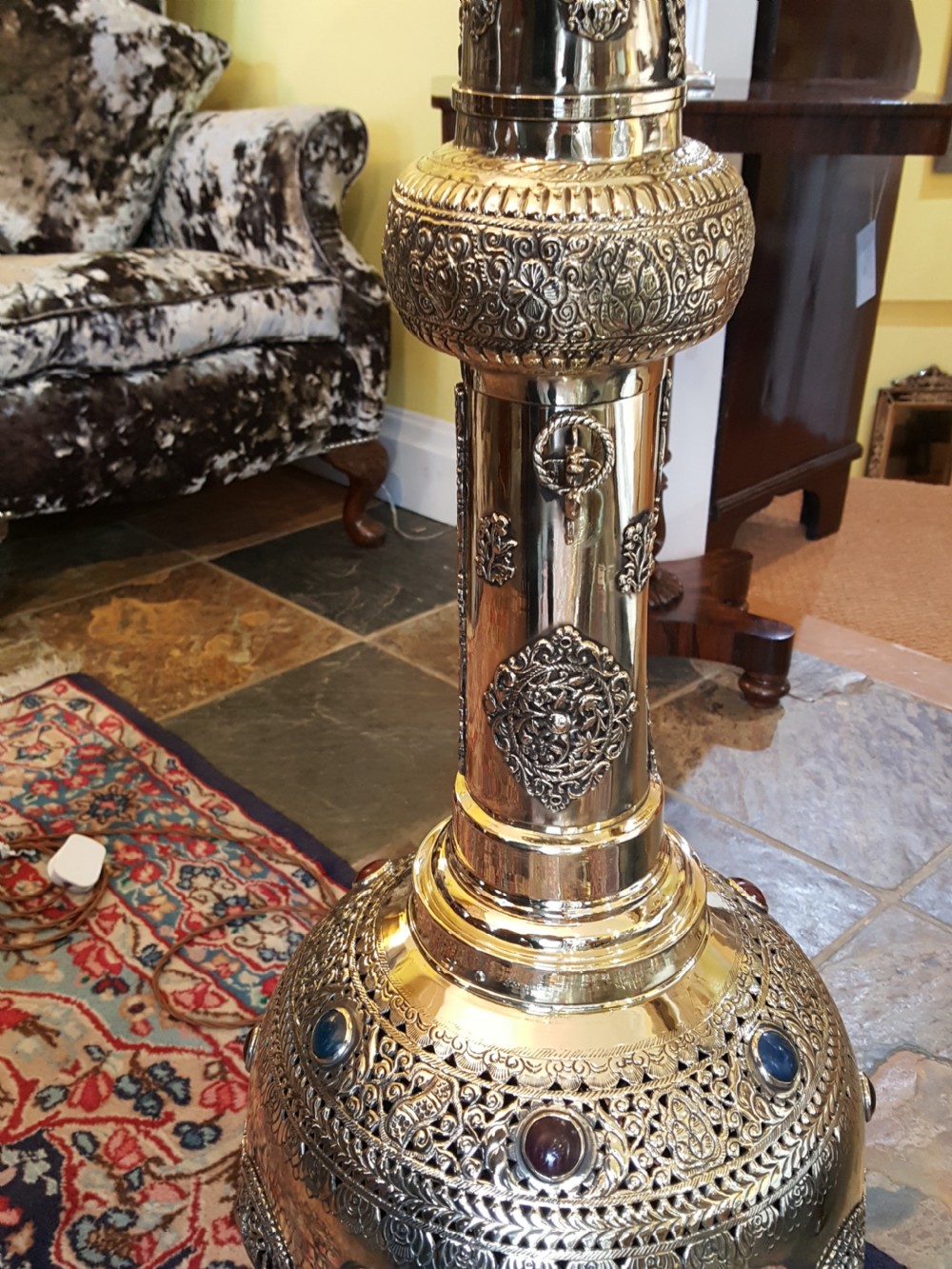 Late 19thC Persian Pierced Brass Incense Burner View II