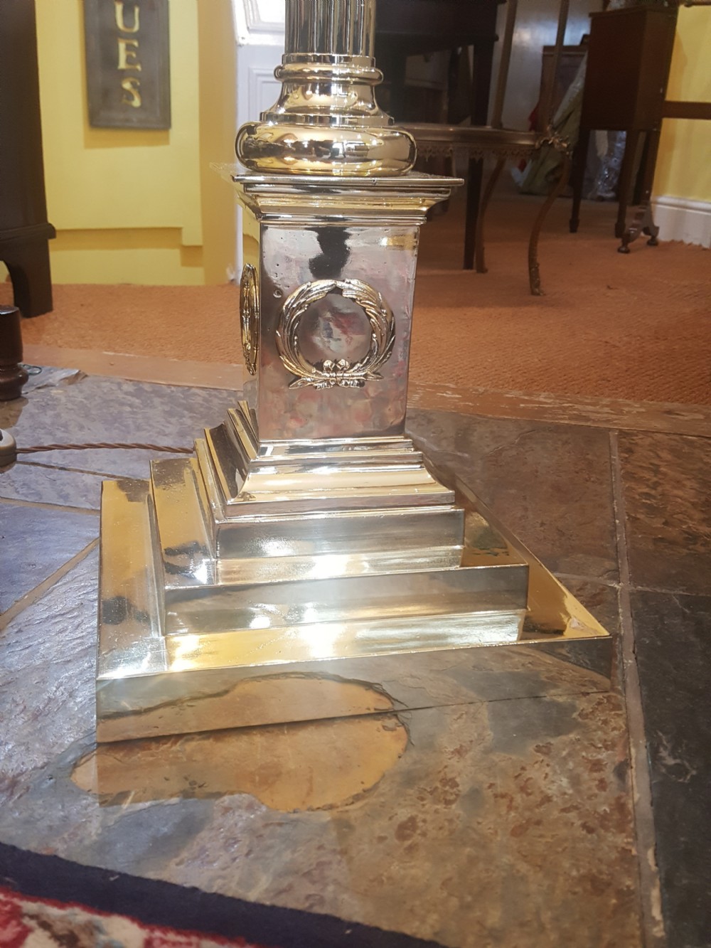 Victorian Brass Standard Extending Oil Lamp View II