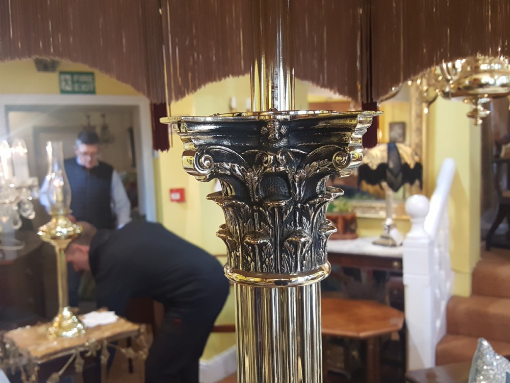 Victorian Brass Standard Extending Oil Lamp View VI