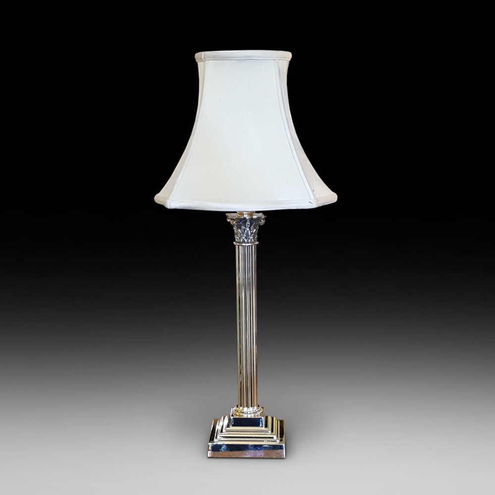 Edwardian Brass Corinthian Column Table Lamp