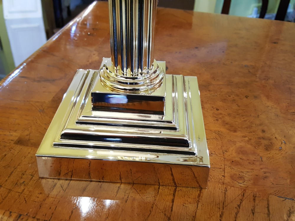 Edwardian Brass Corinthian Column Table Lamp View II