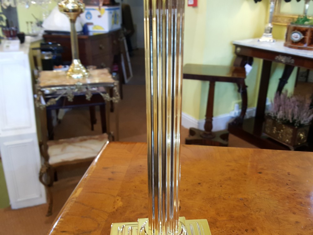 Edwardian Brass Corinthian Column Table Lamp View IV