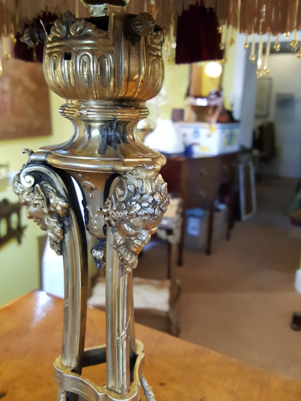 Late Victorian Gilt Bronze Adam Style Table Lamp View VIII