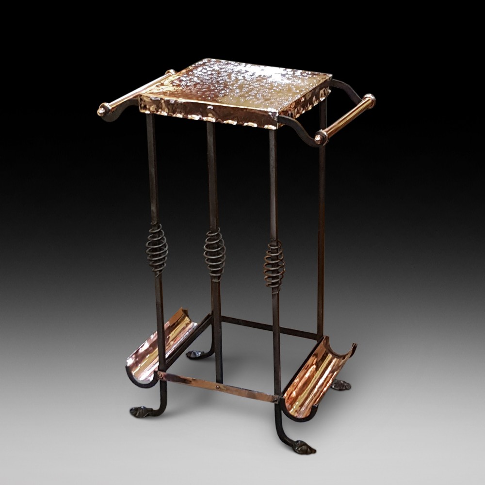 Late 19thC Aesthetic Copper and Steel Umbrela Stand