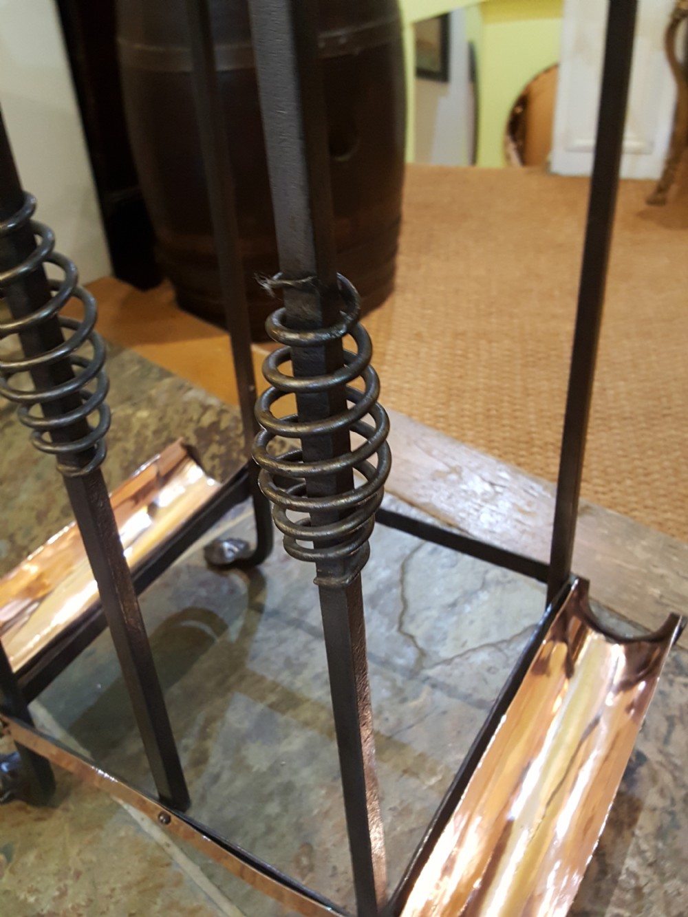 Late 19thC Aesthetic Copper and Steel Umbrela Stand View IV