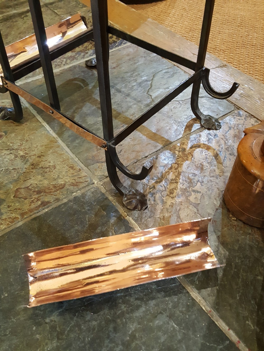 Late 19thC Aesthetic Copper and Steel Umbrela Stand View V