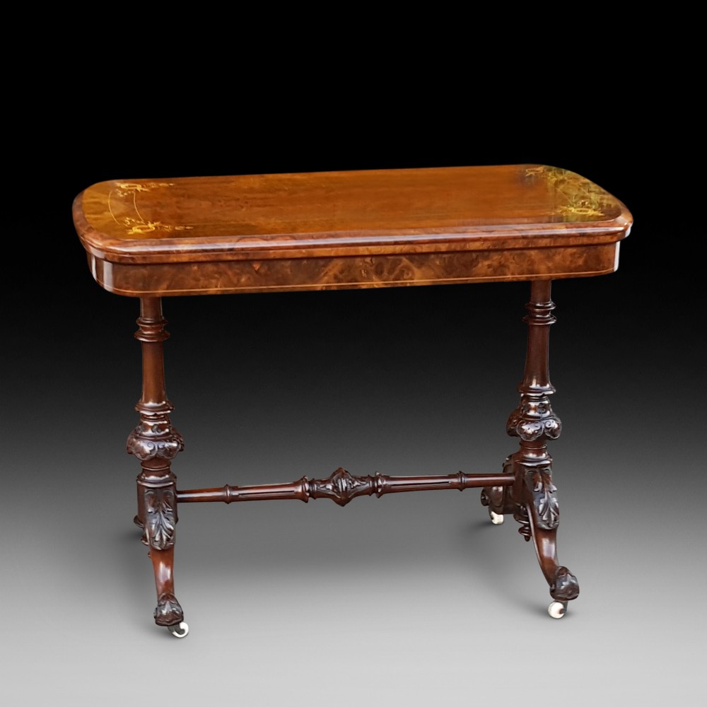 Victorian Inlaid Walnut Card Table