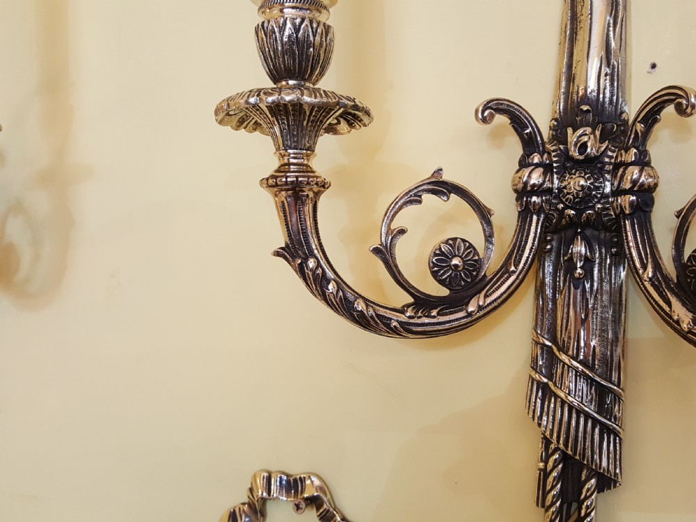 Three Brass Wall Lights of Neoclassical Form View III