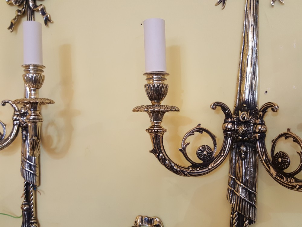 Three Brass Wall Lights of Neoclassical Form View V