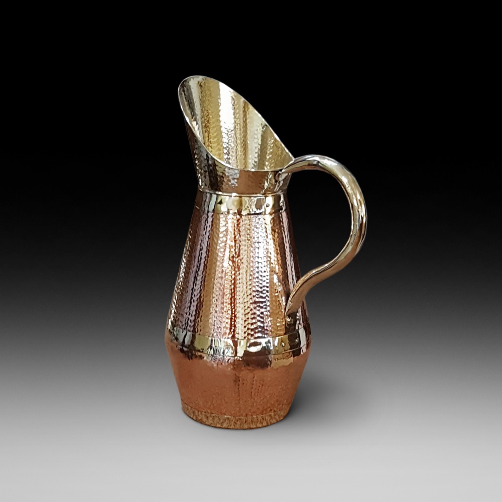  Late 19thC Arts and Crafts Style Beaten Copper and Brass Ewer