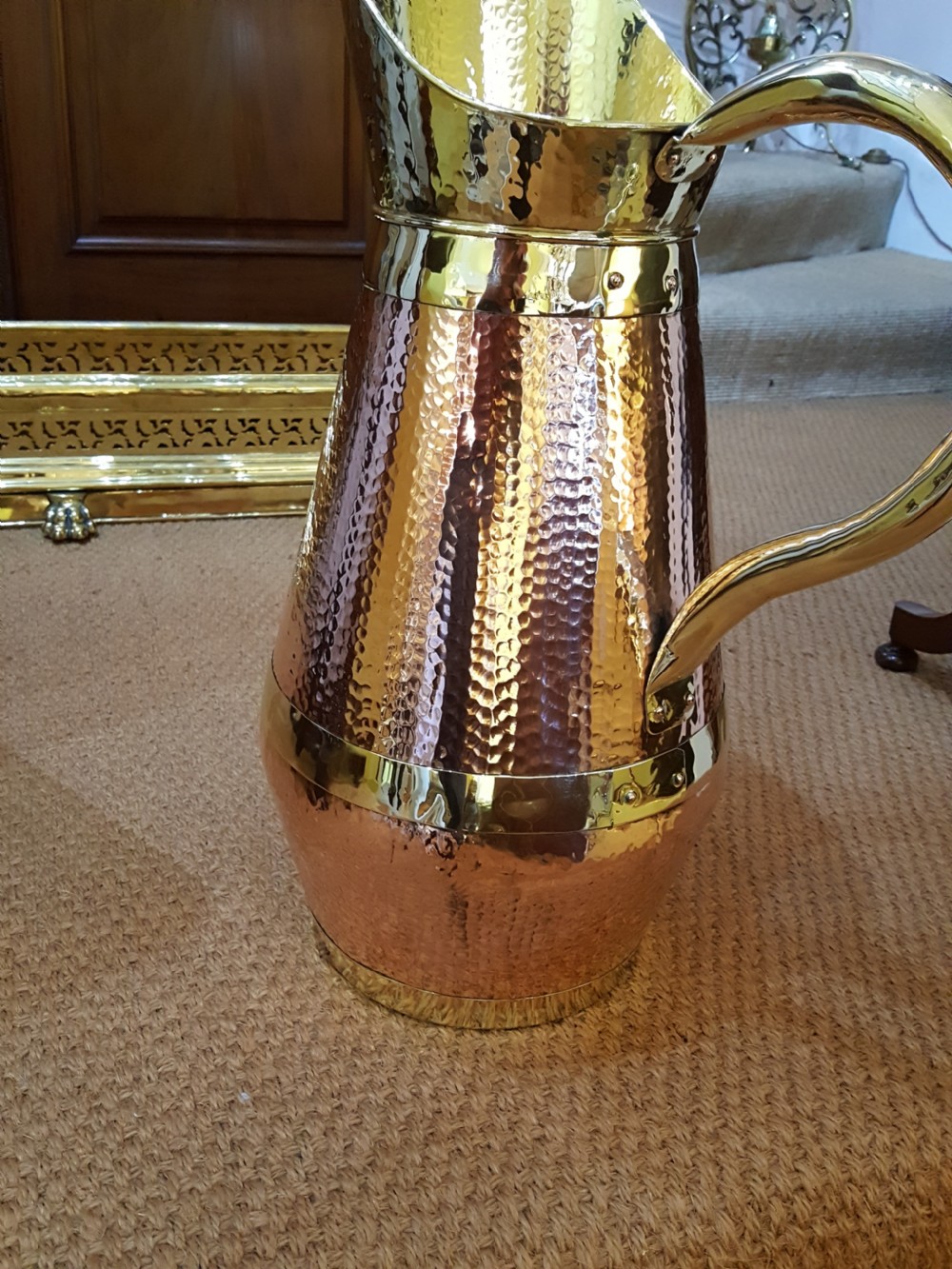 Late 19thC Arts and Crafts Style Beaten Copper and Brass Ewer View III