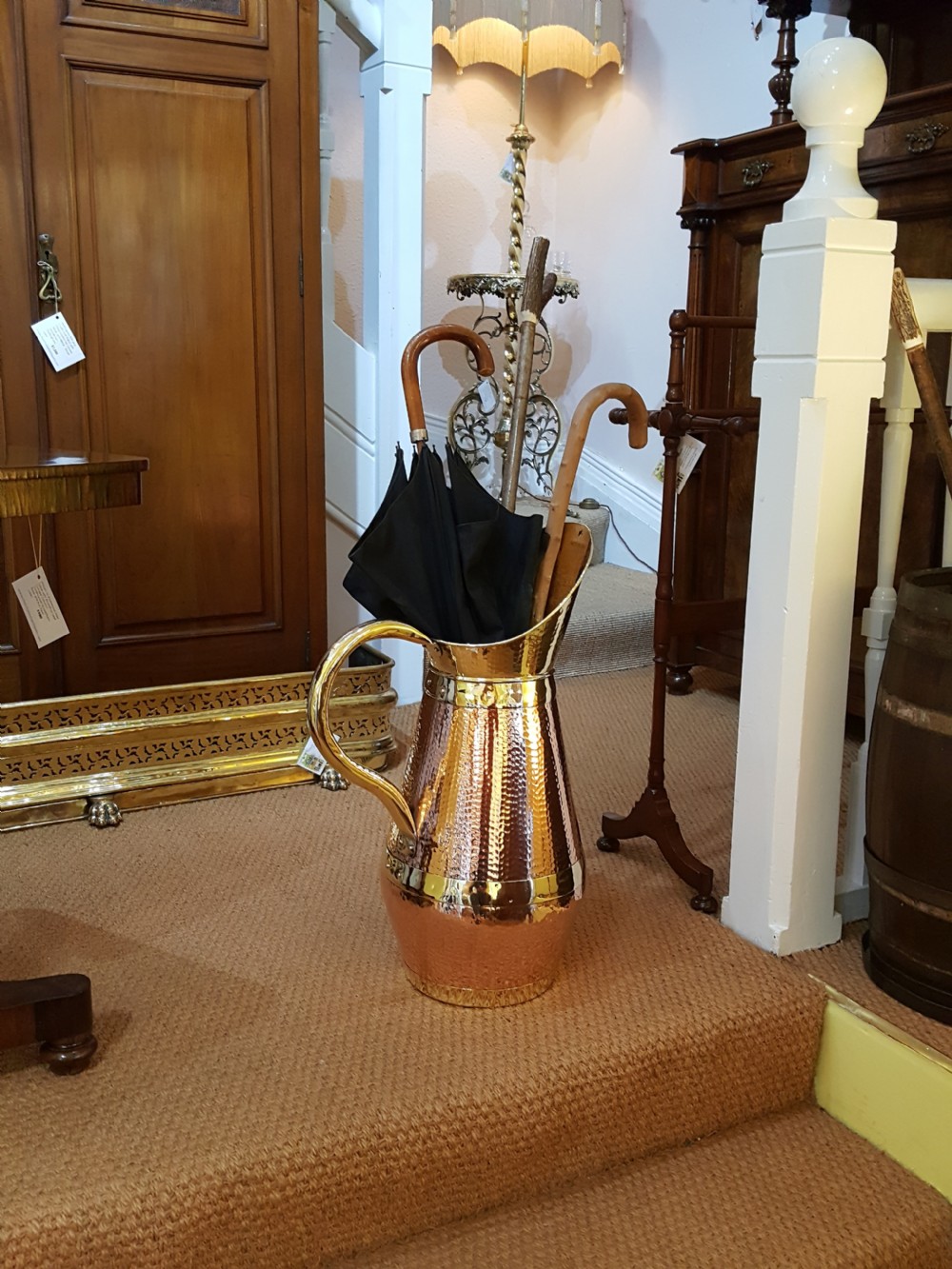  Late 19thC Arts and Crafts Style Beaten Copper and Brass Ewer View IV