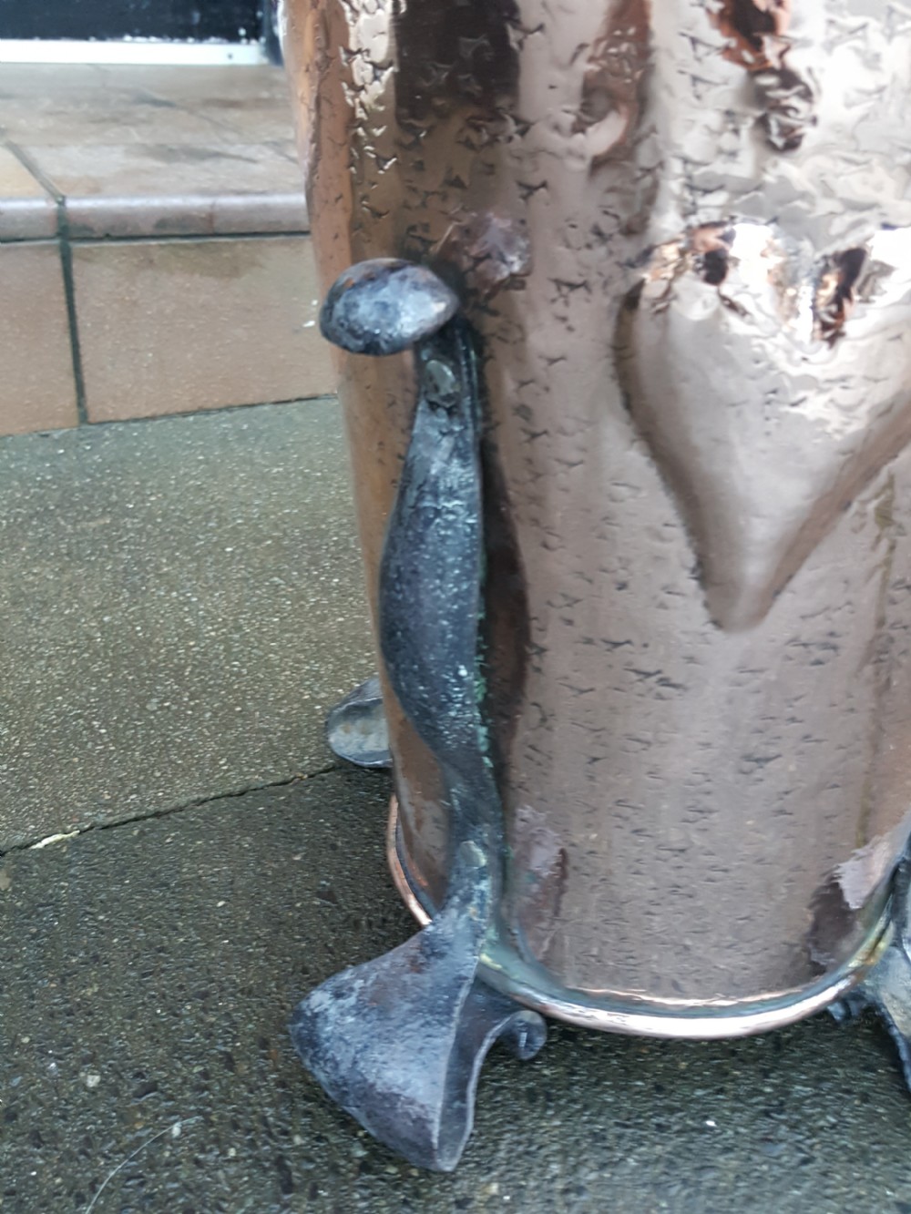 Arts and Crafts Copper Coal Dispenser View II