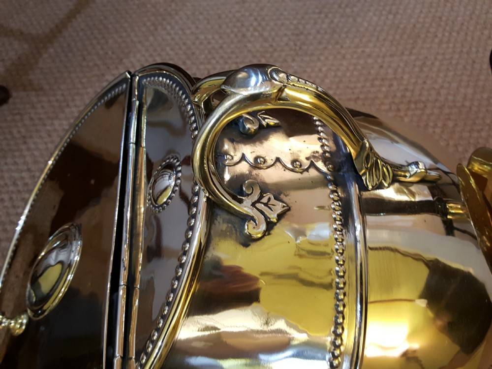 Victorian Brass Lidded Coal Dispenser View III