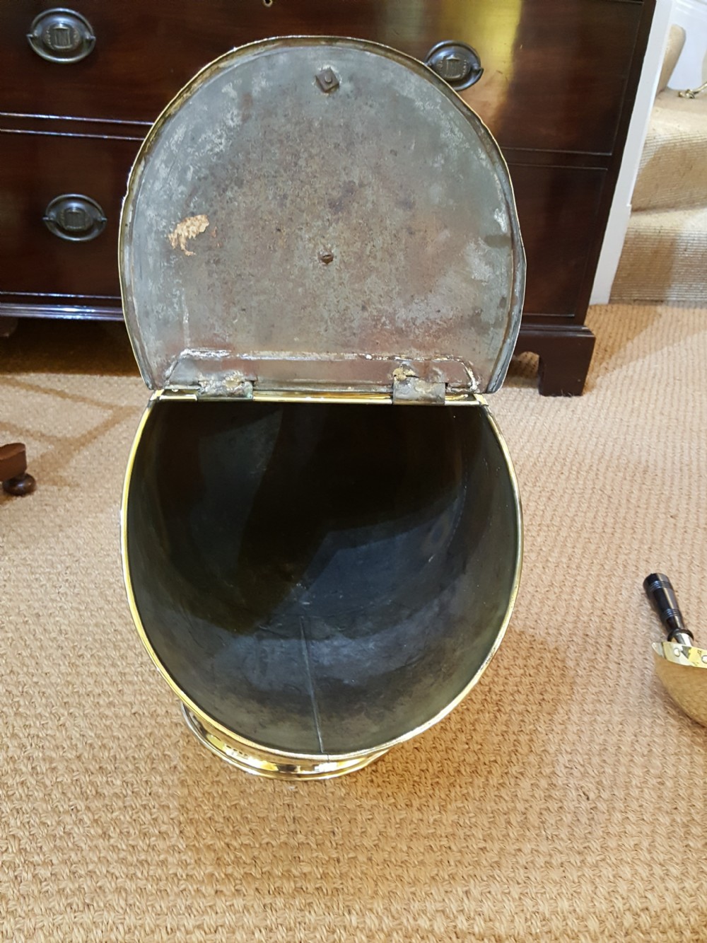 Victorian Brass Lidded Coal Dispenser View VII