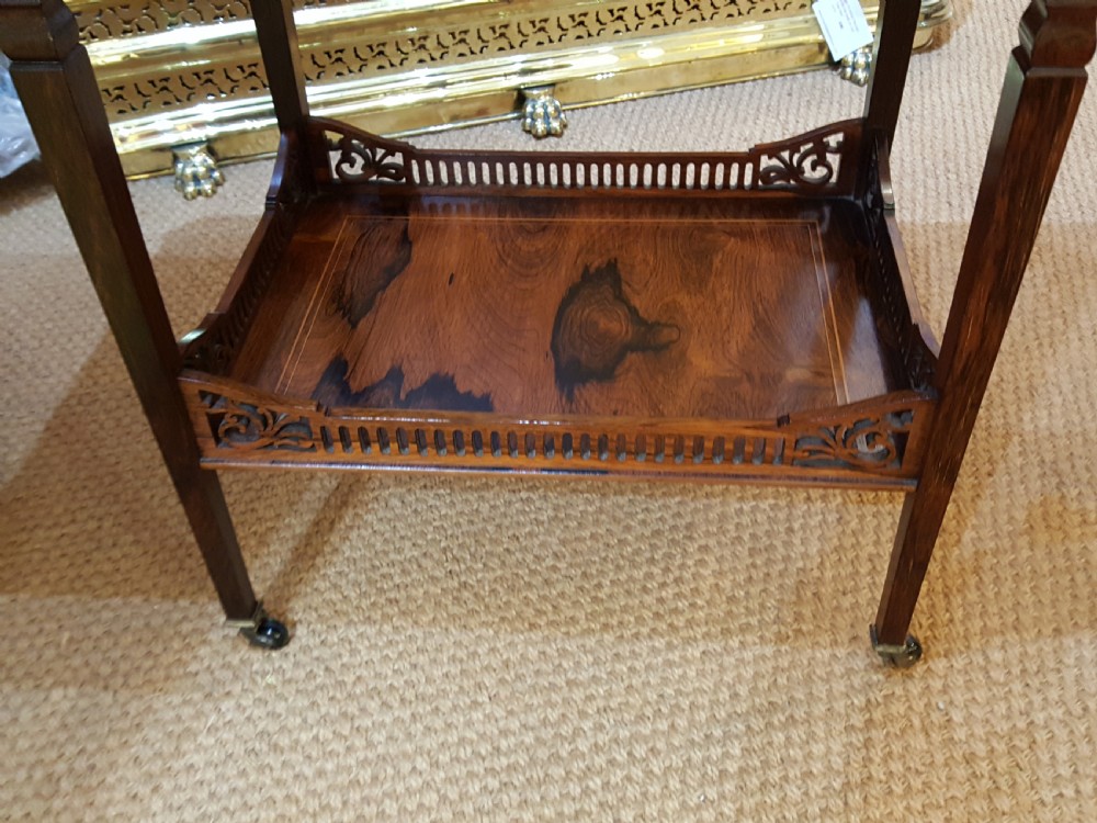 Edwardian Rosewood and Inlaid Tea Table View II