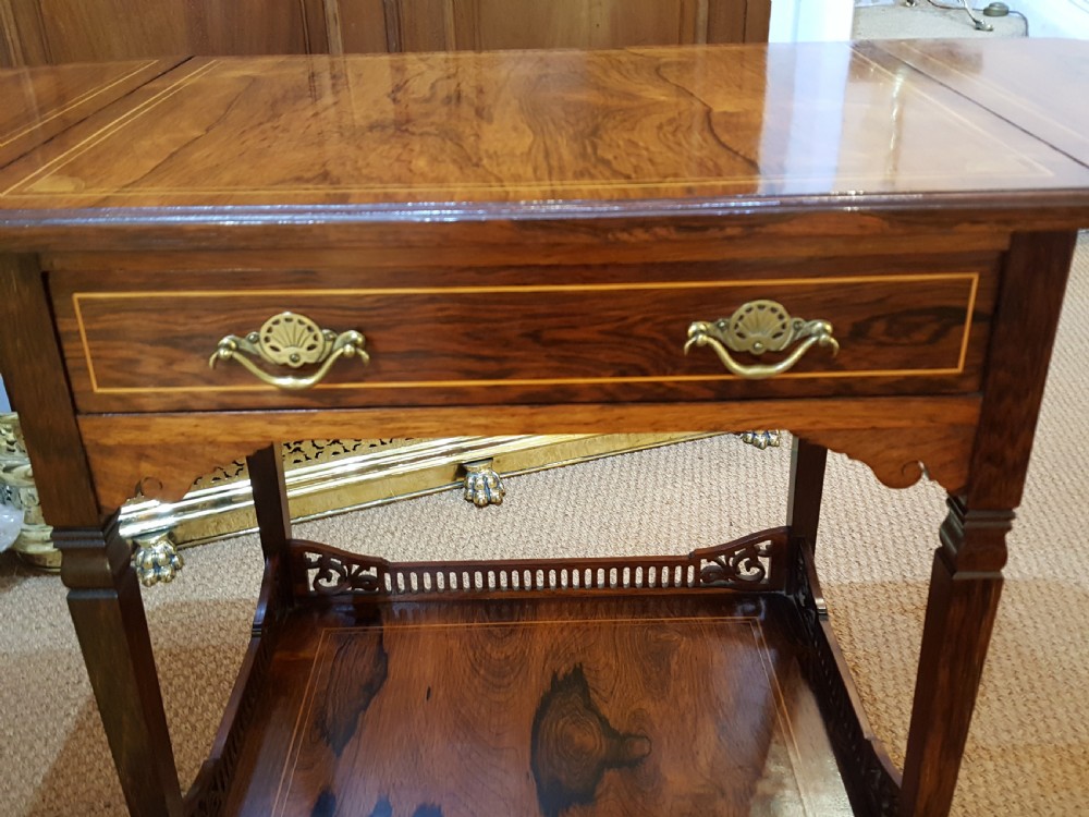 Edwardian Rosewood and Inlaid Tea Table View III