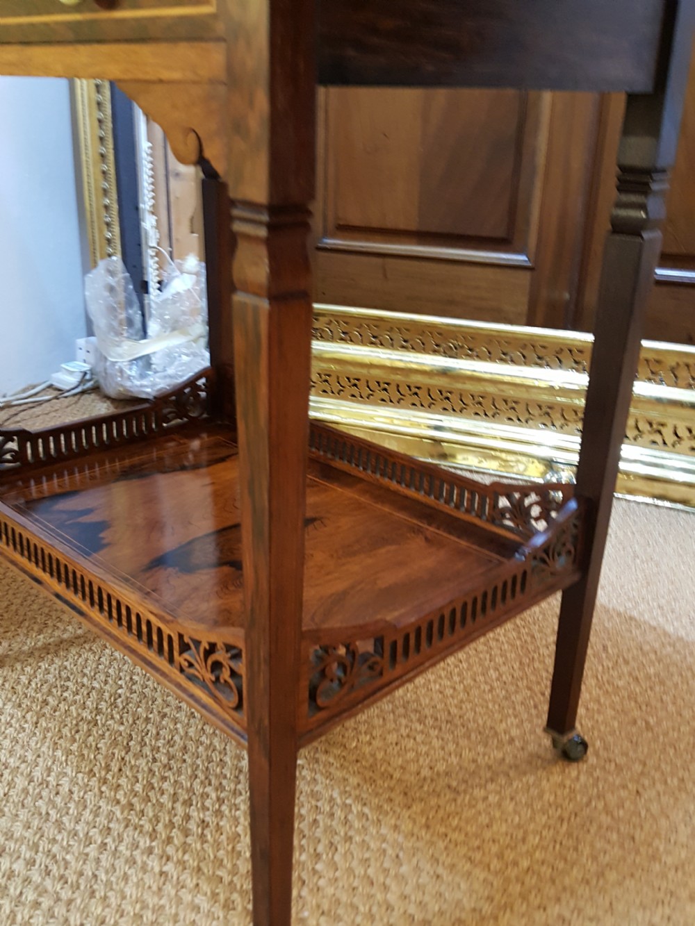 Edwardian Rosewood and Inlaid Tea Table View IV