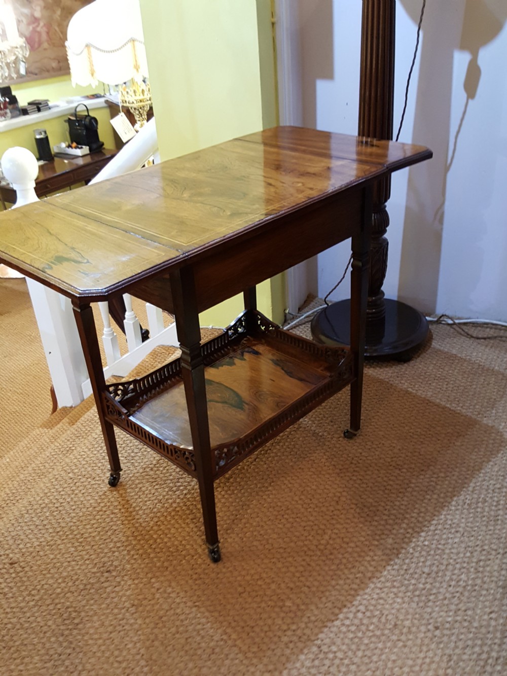 Edwardian Rosewood and Inlaid Tea Table View V