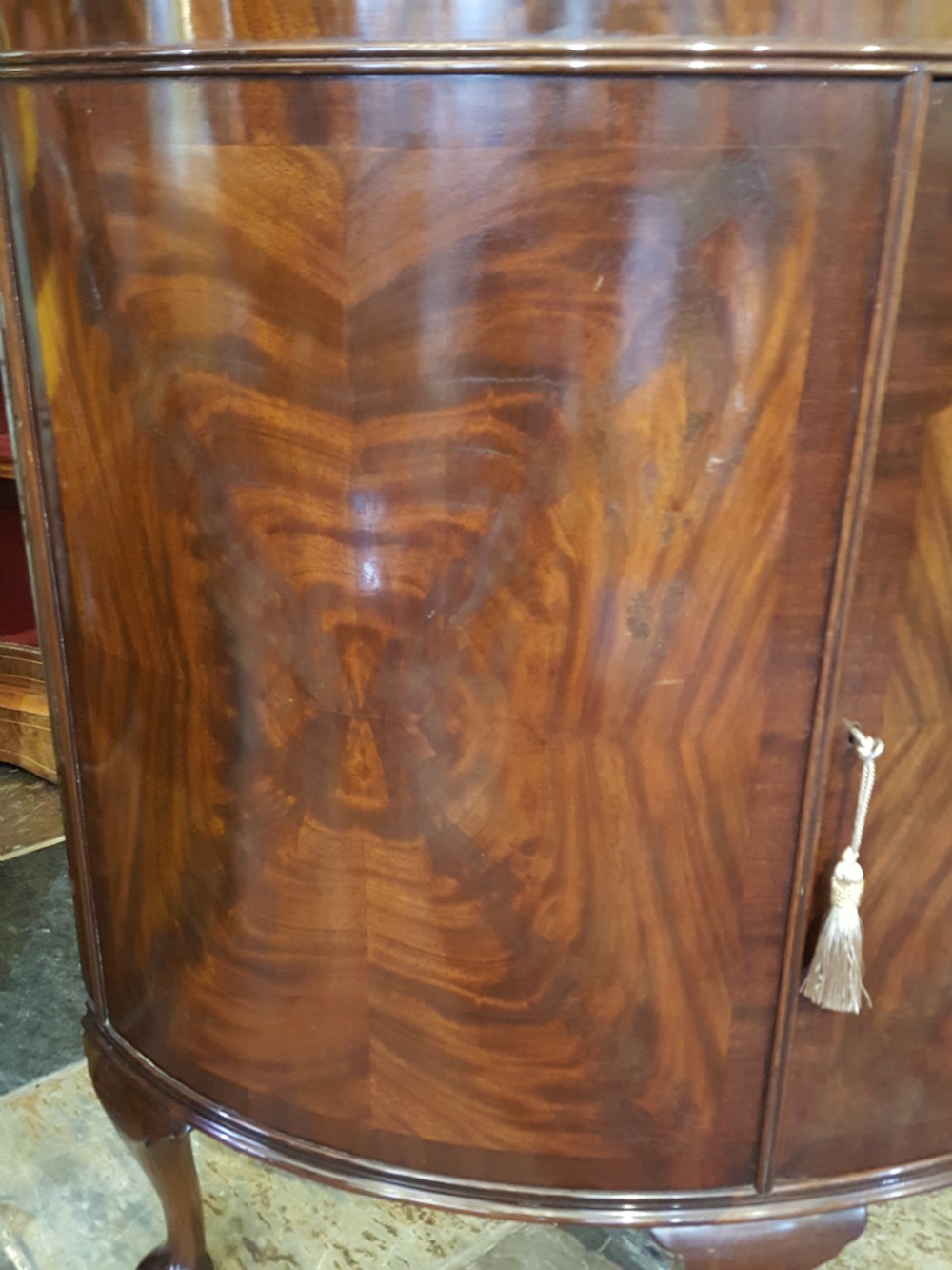Mahogany bow front drinks cabinet View VII