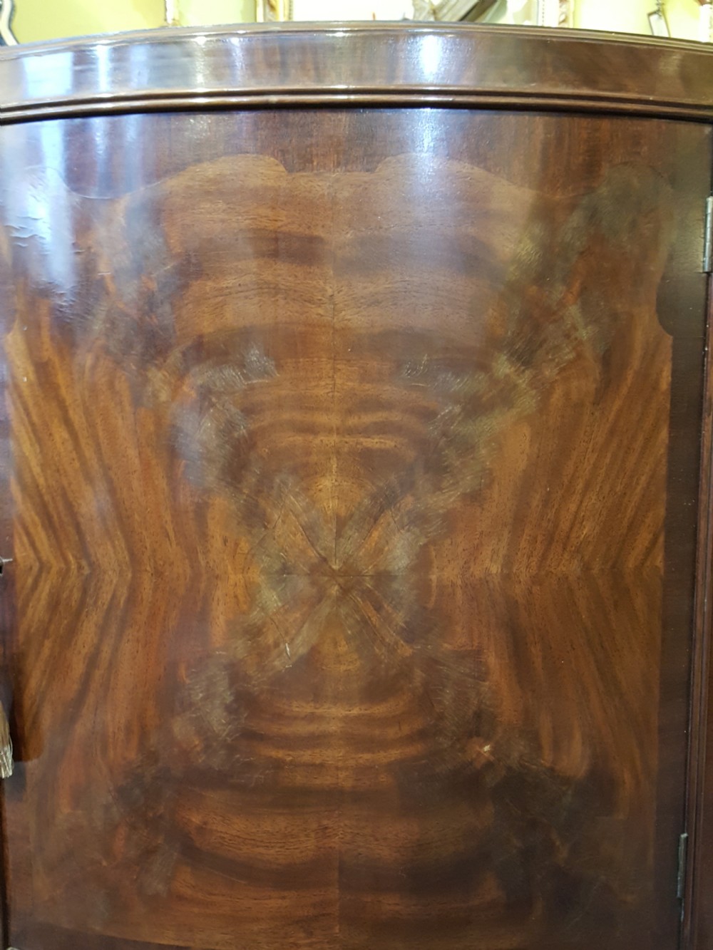 Mahogany bow front drinks cabinet View VIII