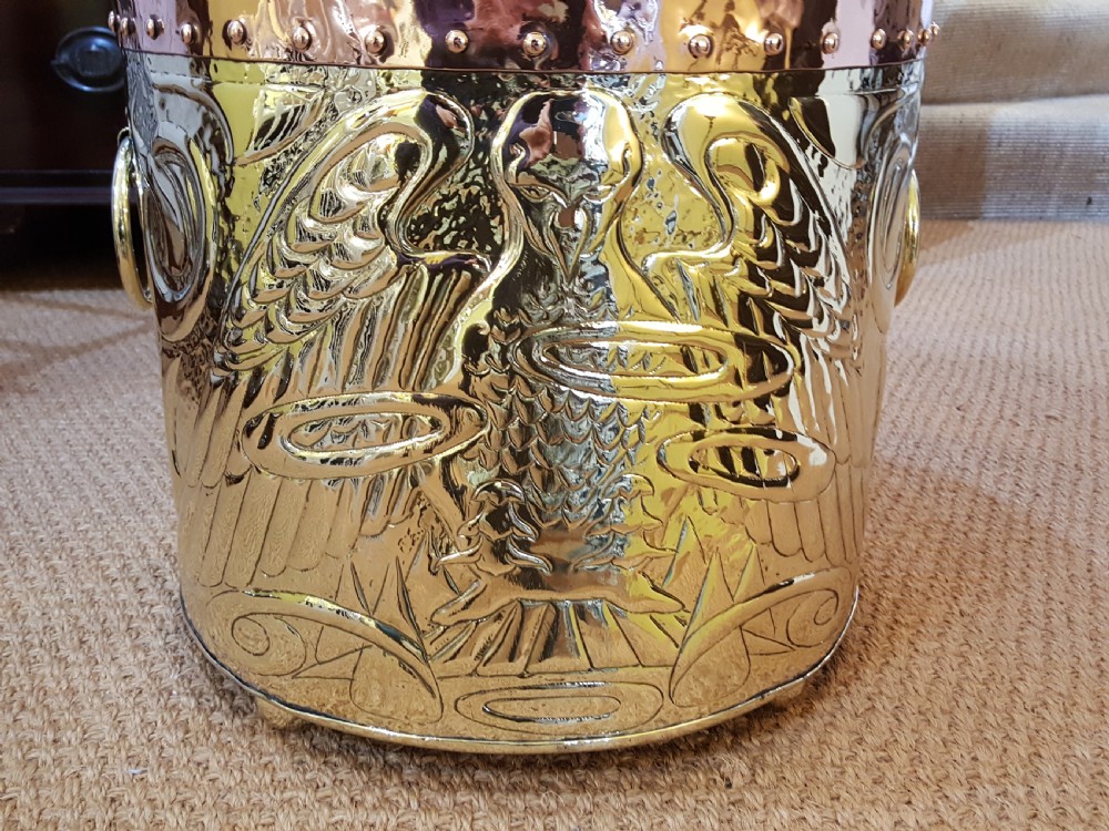 Arts & Crafts Copper and Brass Log Bin View III