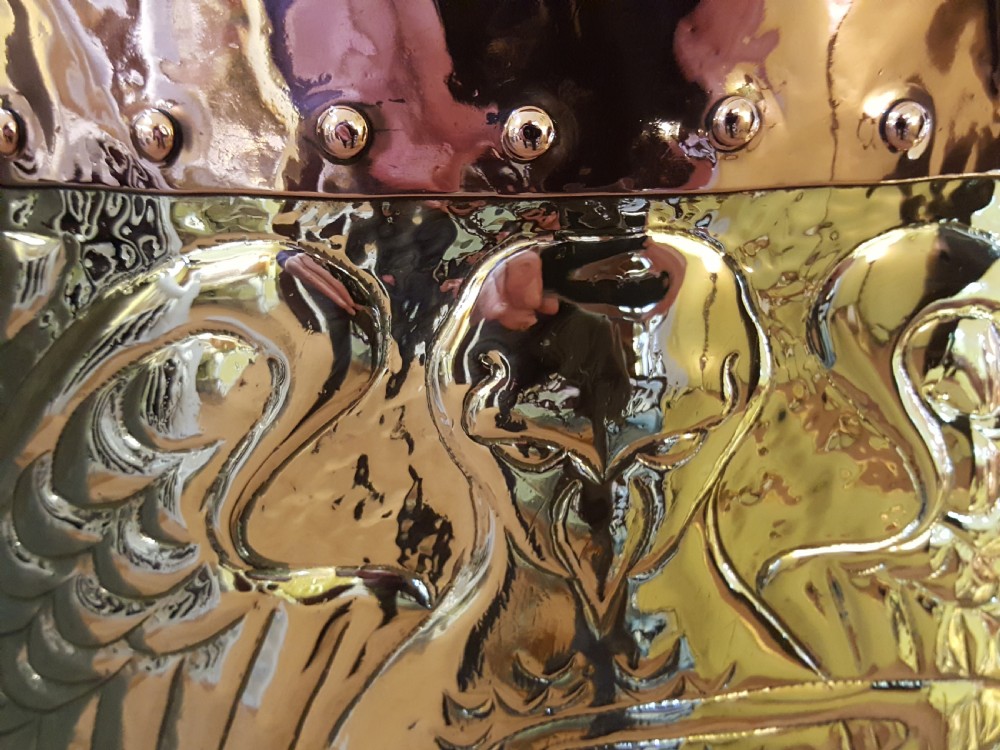Arts & Crafts Copper and Brass Log Bin View VIII