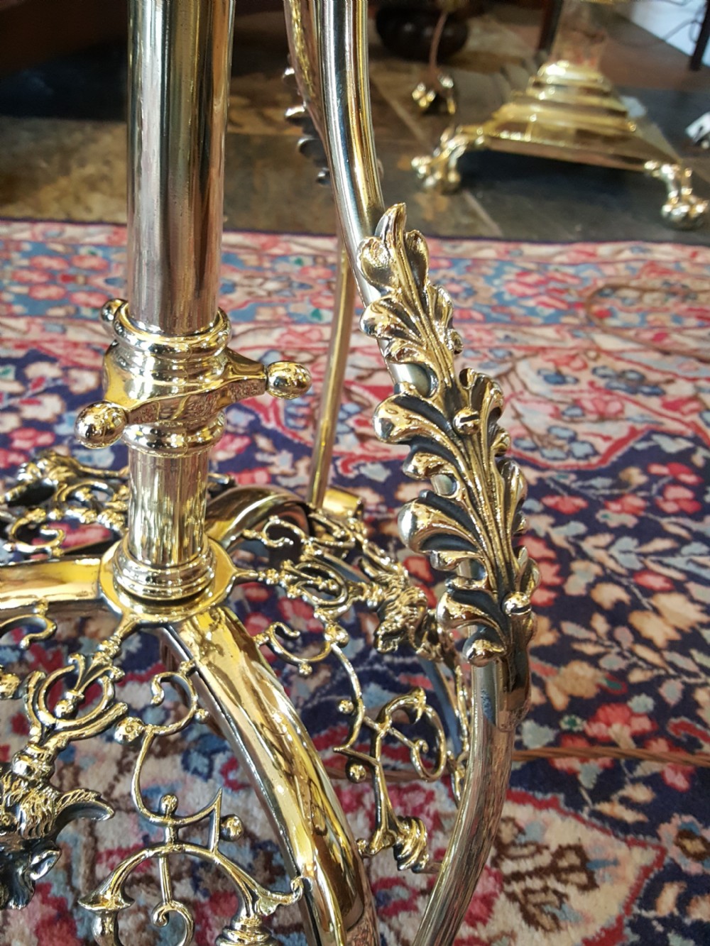 Victorian Brass Adjustable Standard Lamp View IV
