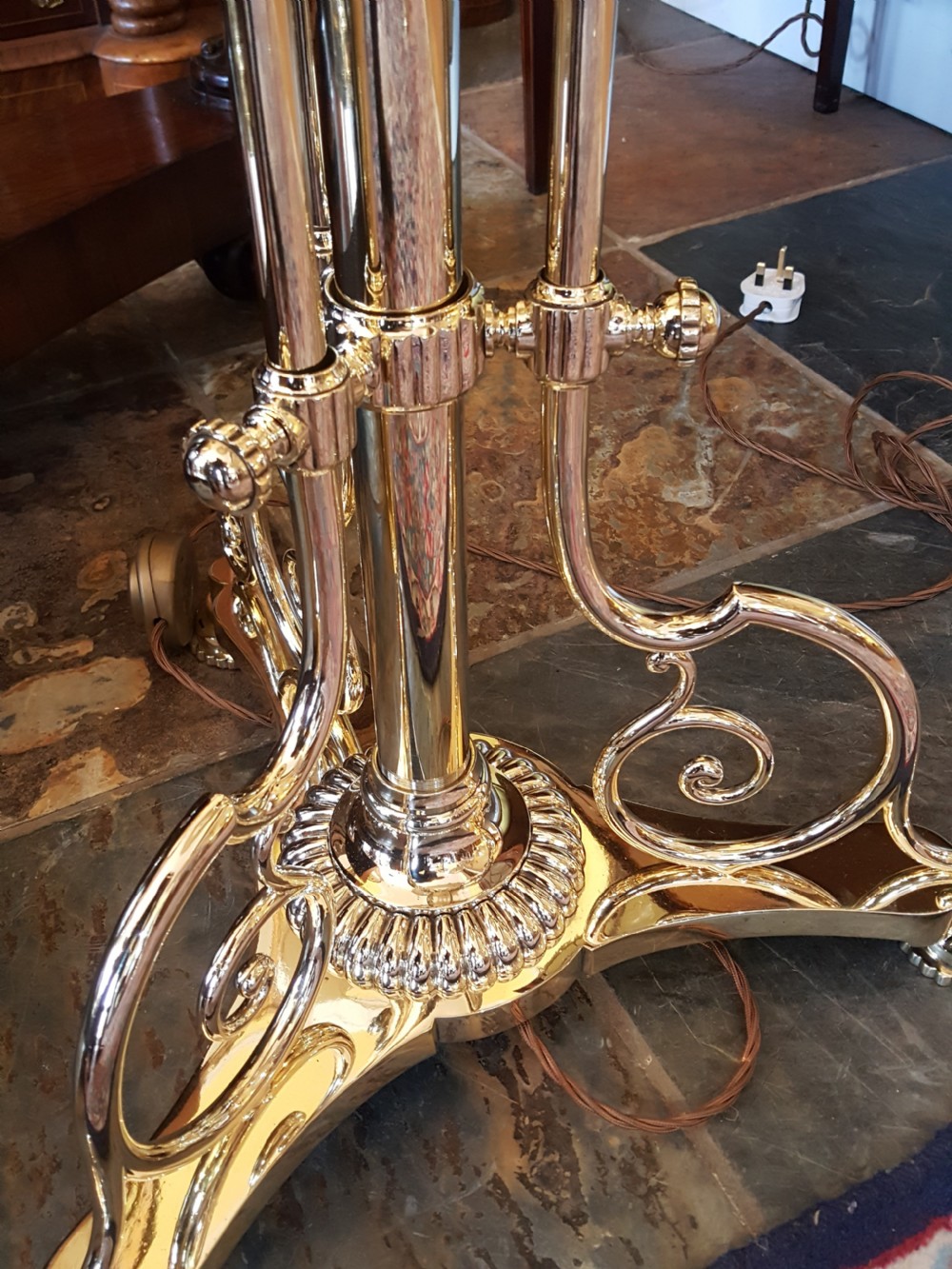 Pair of Victorian Brass Adjustable Standard Lamps View V