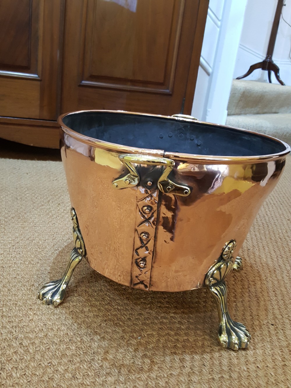Late 19thC Continental Copper Log Basket View III