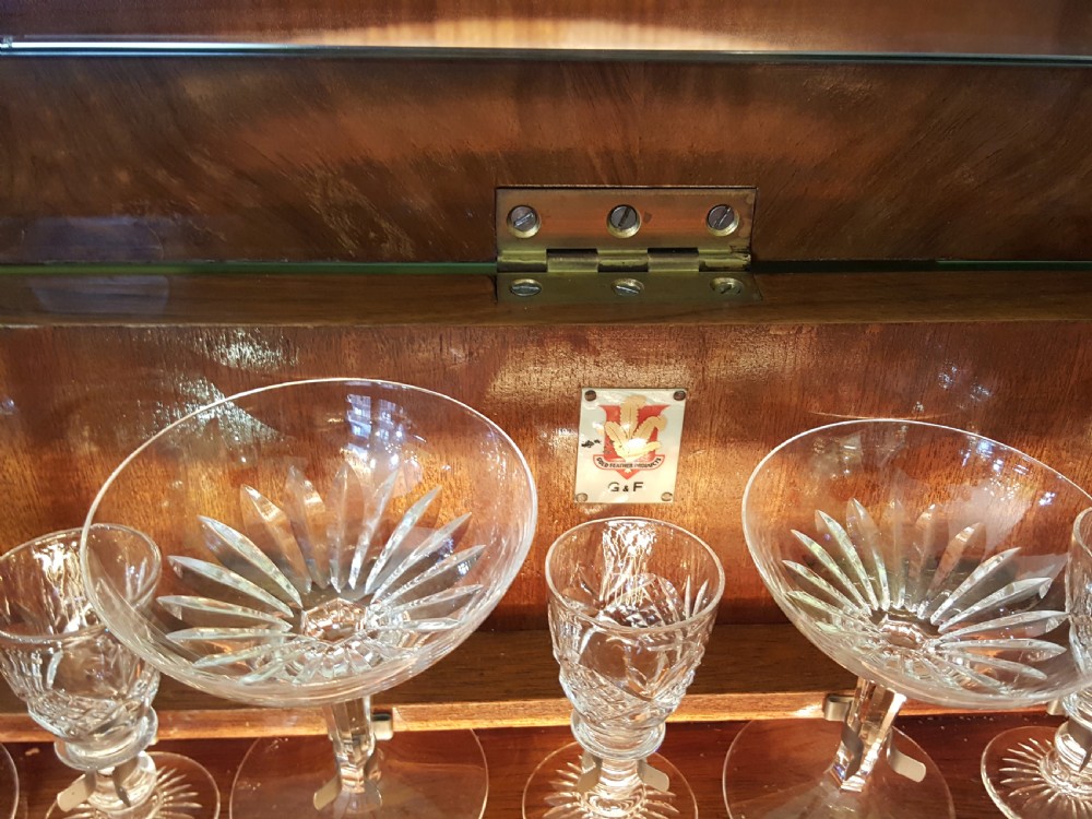 Burr Walnut Bow Fronted Cocktail Cabinet View III