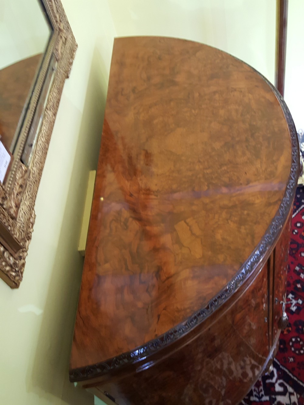 Burr Walnut Bow Fronted Cocktail Cabinet View VI