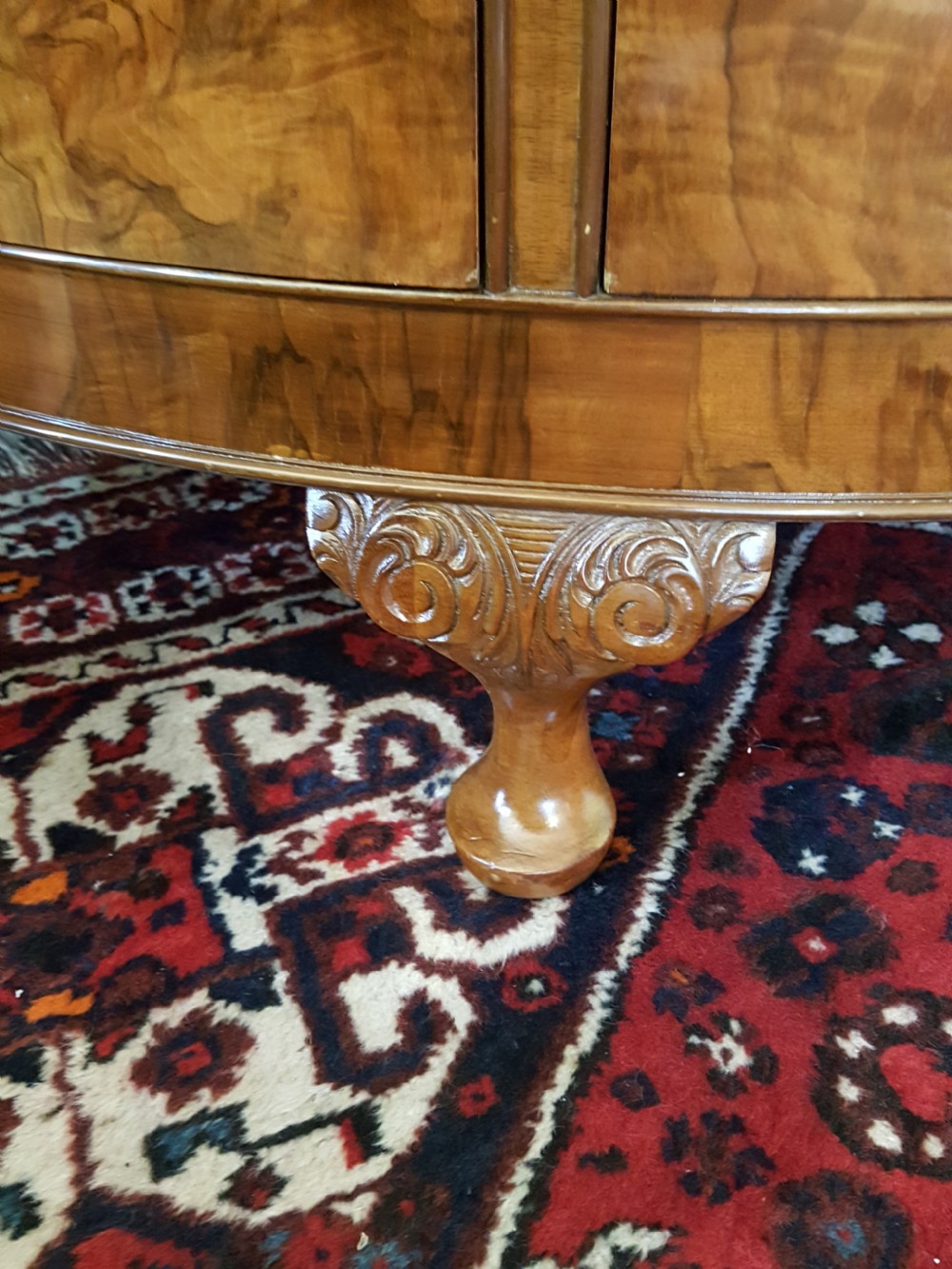 Burr Walnut Bow Fronted Cocktail Cabinet View VIII