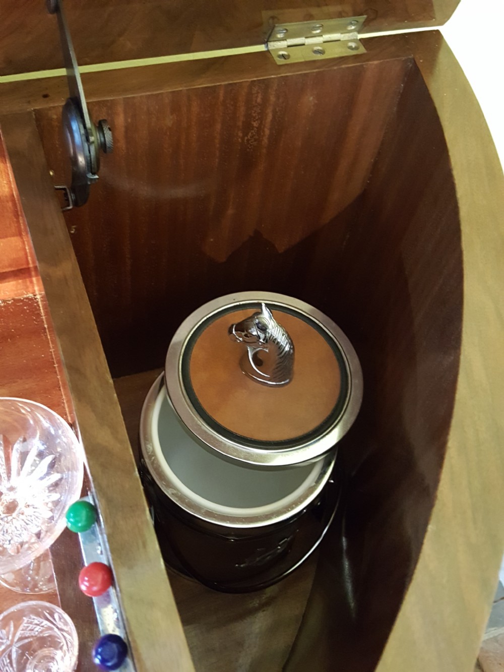 Burr Walnut Bow Fronted Cocktail Cabinet View X