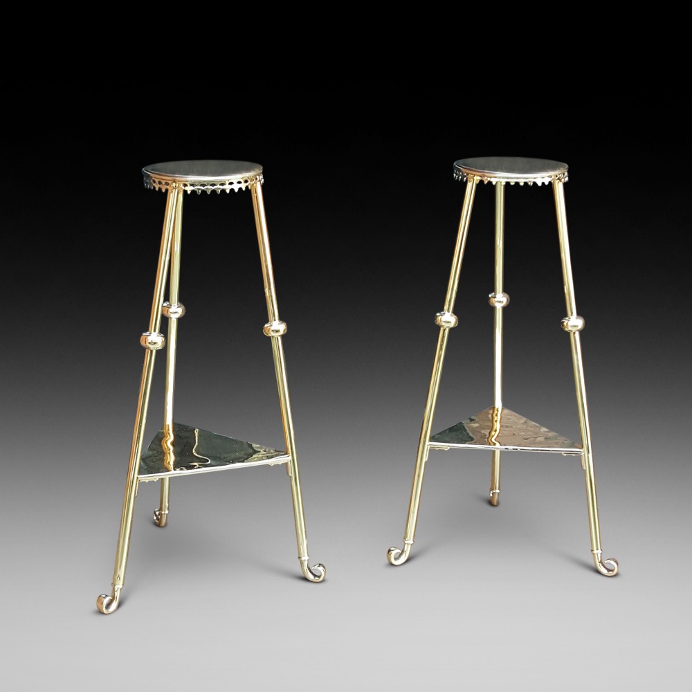 Pair of Victorian Brass Plant Stands