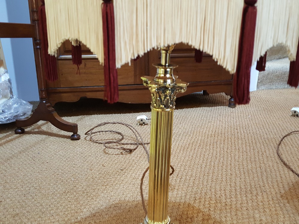 Pair of Edwardian Brass Table Lamps View III