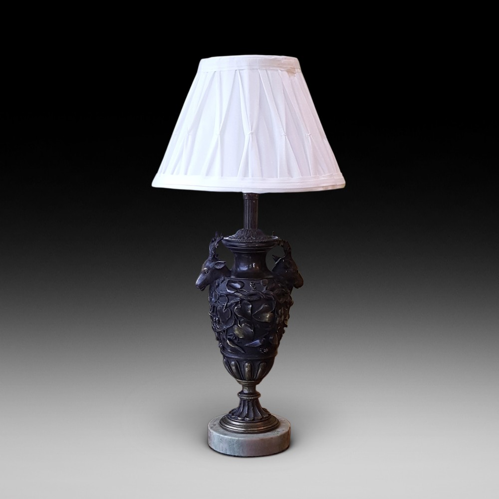 Late 19thC Bronze Urn, converted to a table lamp