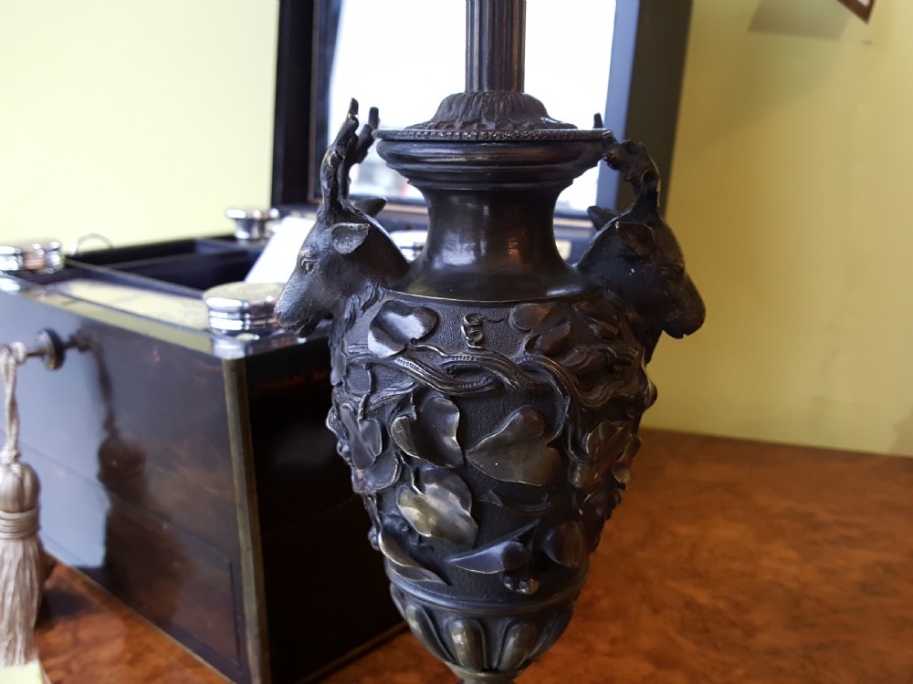 Late 19thC Bronze Urn, converted to a table lamp View II